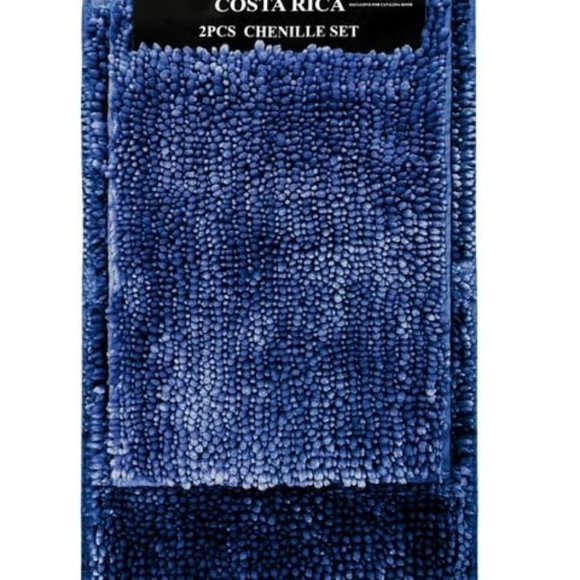 CATALINA HOME Costa Rica Soft Chenille Luxurious 2PC. Set (Navy) - Picture 3 of 4